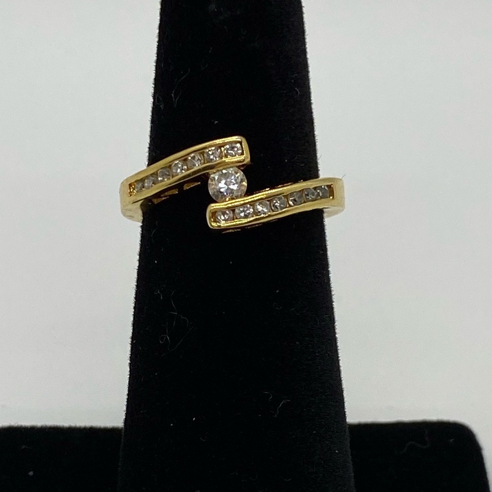 Lia Sophia Gold tone and clear crystal ring size 5